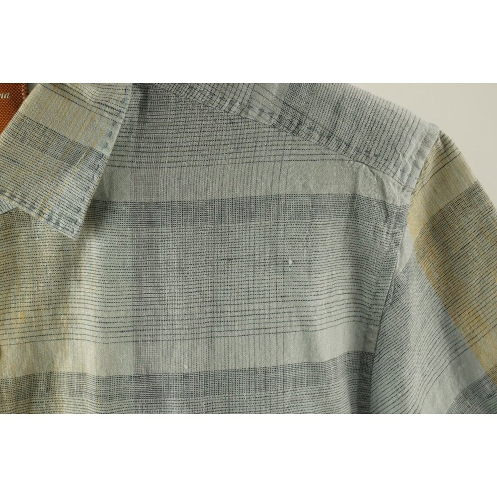 Tommy Bahama Men's XL Short Sleeve Gray Orange Stripe Linen Button Up Camp Shirt - Picture 8 of 10